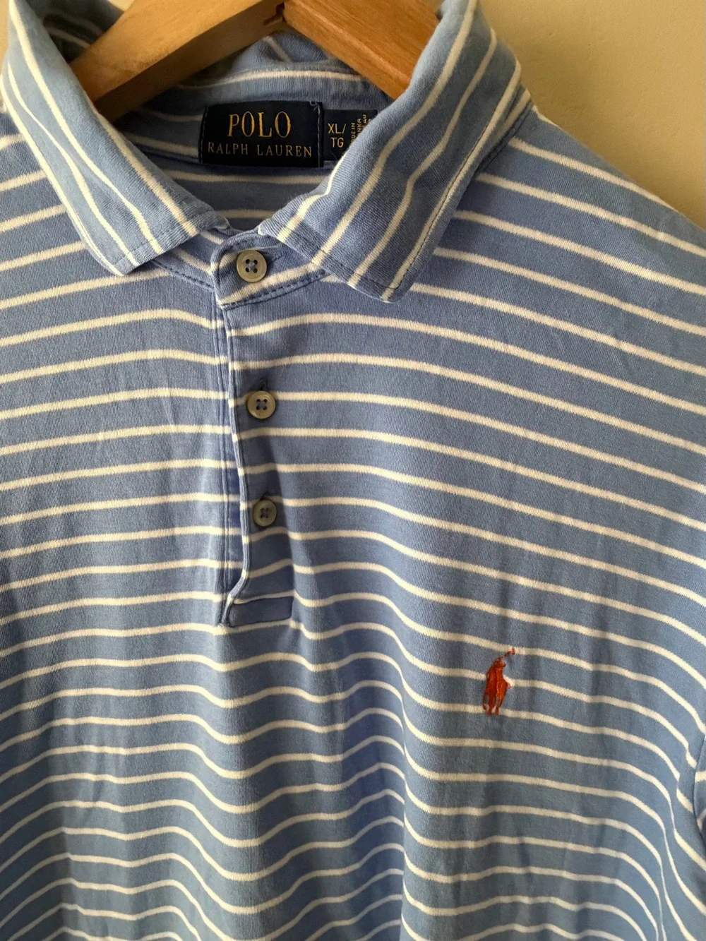 Polo by Ralph Lauren Blue & White Striped Polo Shirt XL 787